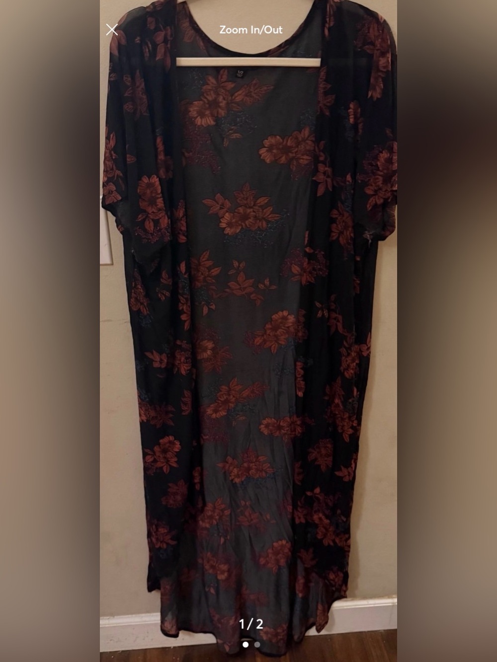 Women's Black Floral Sheer Kimono Cover-up torrid size 1/2
